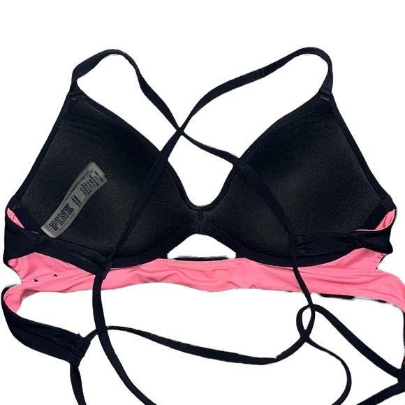 PINK Victoria’s Secret Bikini Top Black Swimsuit Bustier S Small - Picture 2 of 6